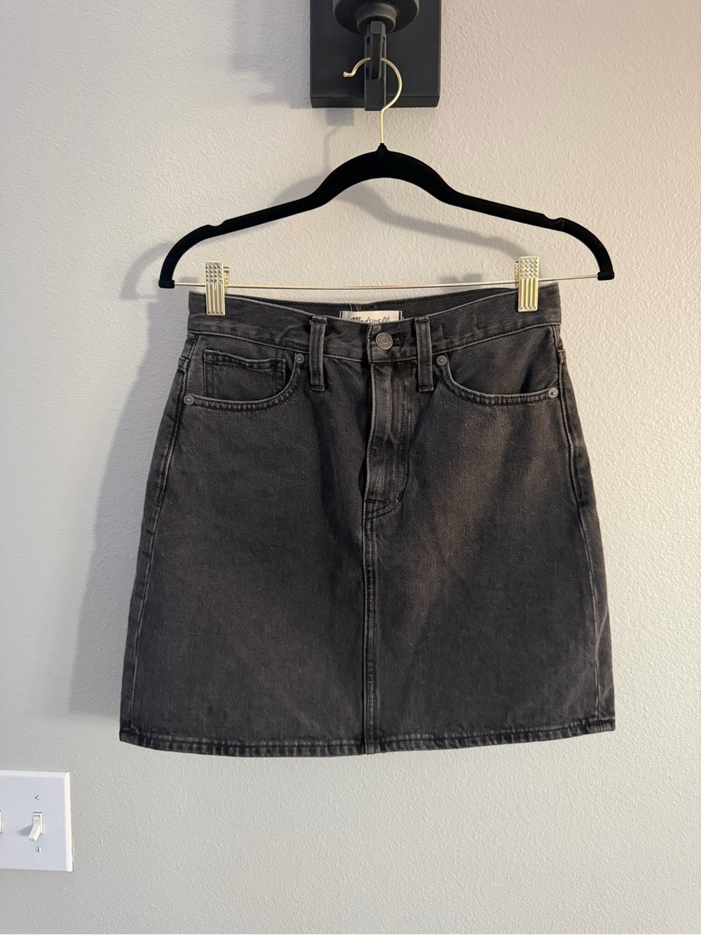 Madewell Black Denim Mini Skirt